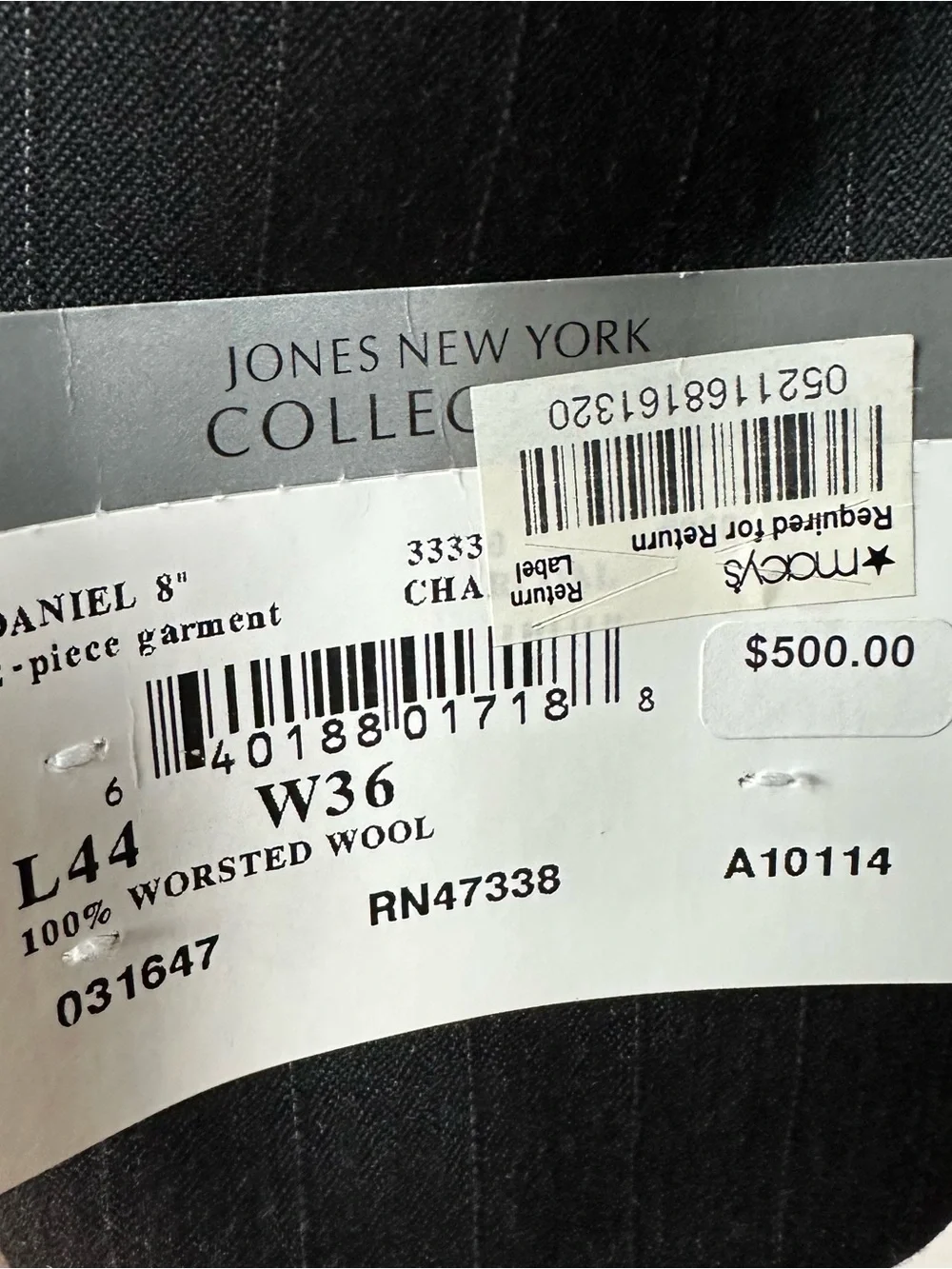 NWT Jones New York 100% Worsted Wool Men’s Charcoal Pinstripe Sport Jacket